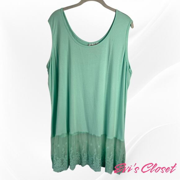Simply Divine New York Sleeves Tunic Bottom Lace Turquoise Sz 2X  NWT - Picture 1 of 6